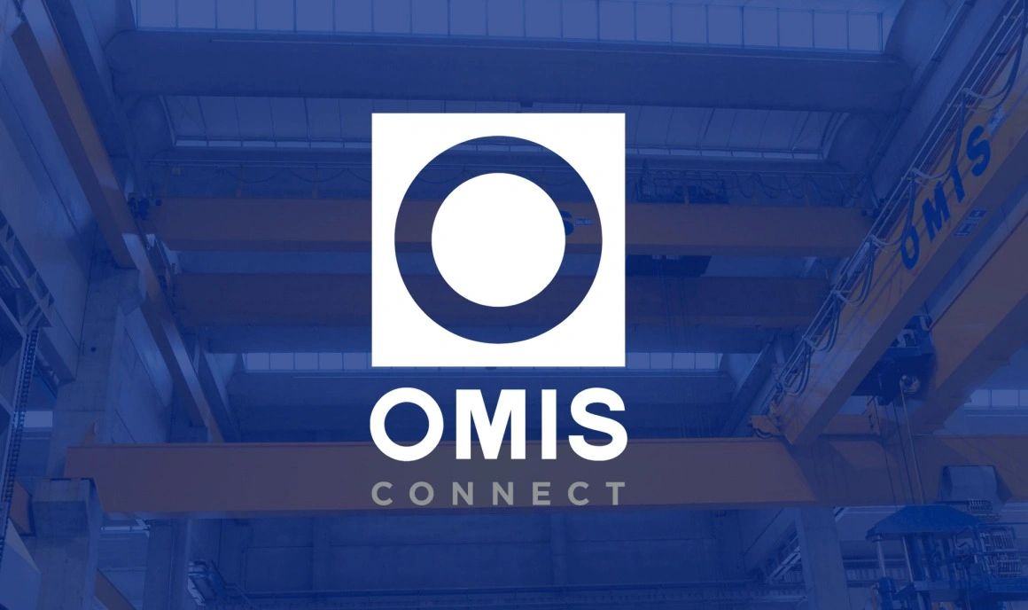 OMIS Connect logo overlaid on an industrial background with cranes.