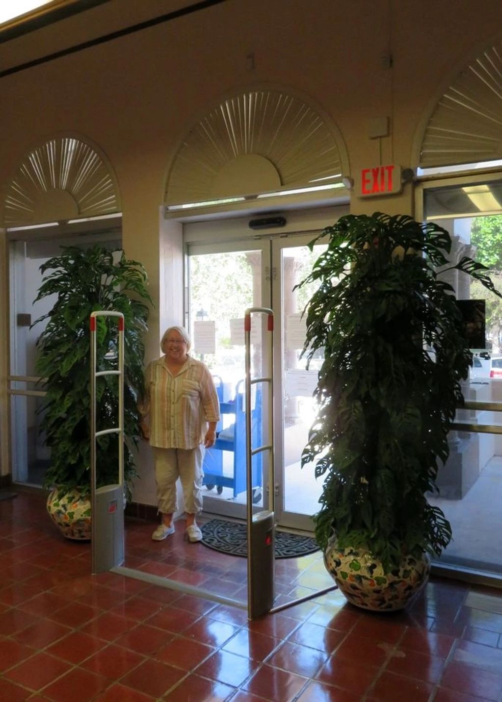The Library Entrace with new plants provided by the Friends