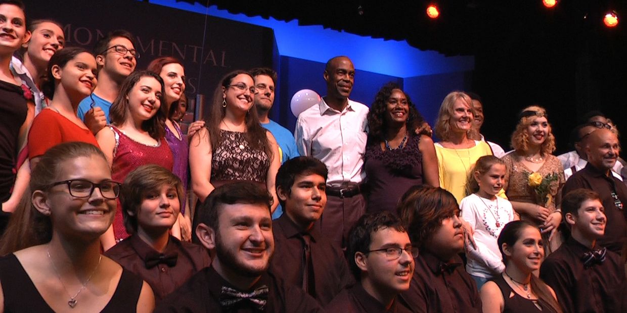 Superintendant Robert Runcie, Mr. Zembuch, Principal Henschel and the cast of Singing In The Rain.