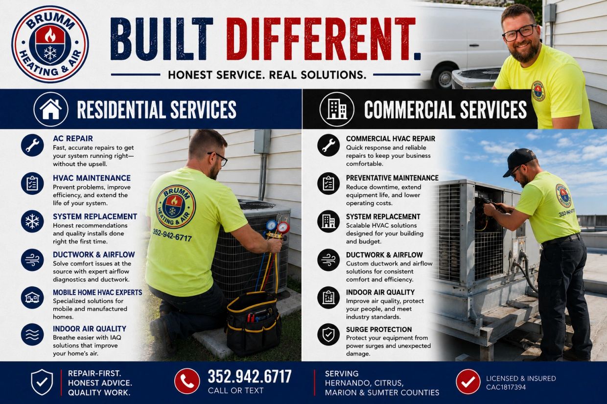 Brumm Heating &amp; Air offers honest residential and commercial HVAC services with expert repair, maintenance, and air quality solutions.