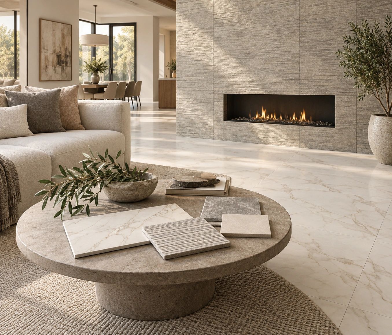 Premium porcelain tile in a modern luxury interior.