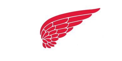 Red wing logo on white background.