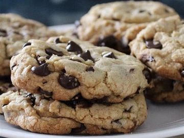 Go back to being a kid with a thick chocolate chip cookie with a glass of milk (glass of milk not in