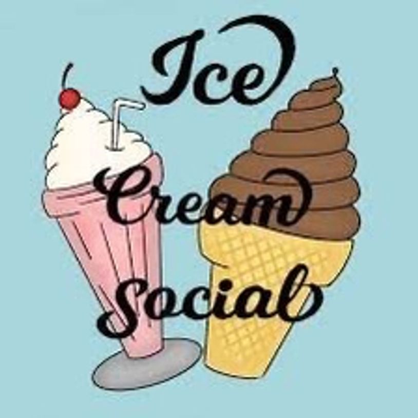 Ice Cream social  with ice cream cones and milkshake logo