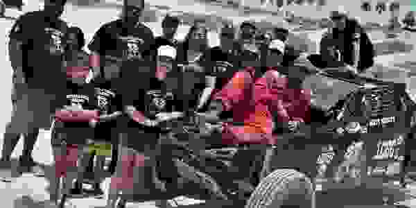 Celebrating a win with the family