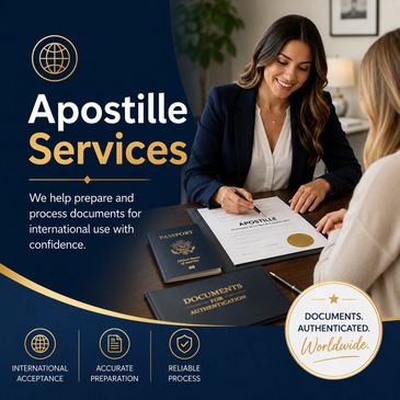 Professional apostille services for international document authentication and processing.