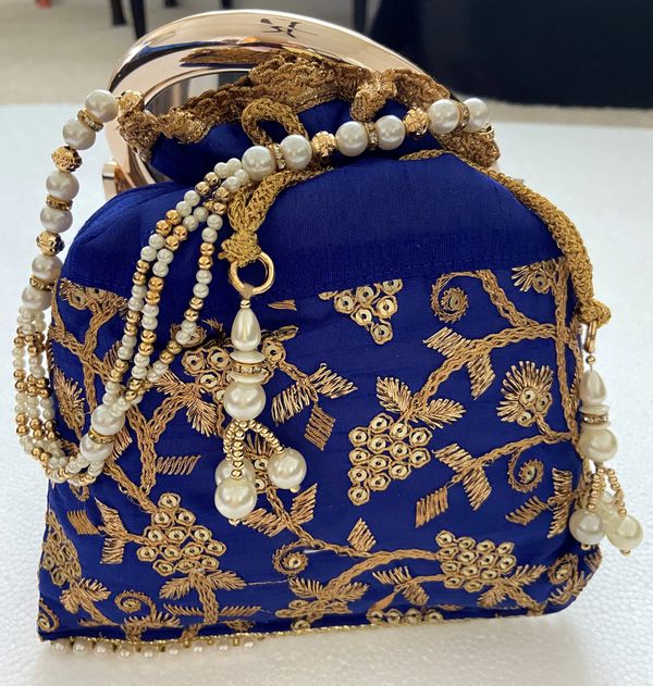 Royal blue potli bag (party bag) 