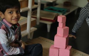 The Pink Tower. Sensorial Material. Primary Montessori, 