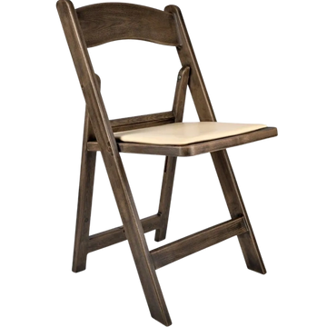dark wood padded folding chair