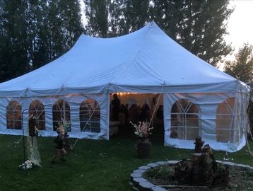 Tent with sidewall with windows