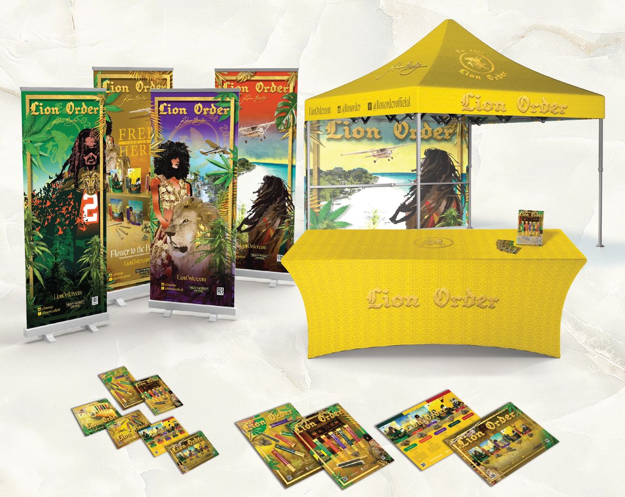 marketing promotional materials, flyers, signs, banners, tablecloths, event tent, displays, events