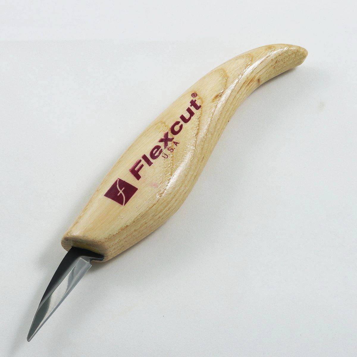 FLEXCUT Detailmesser – 4 Cm Klinge, Eschenholz-Griff, Hartstahl, Made In USA, Für Holz-Schnitzerei