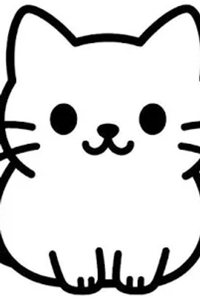 Cute black and white cartoon cat.