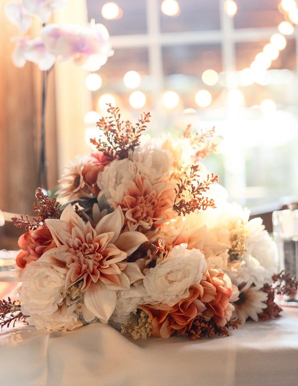 Elegant summer wedding bouquet in Chico, California. Captured by Northern California wedding photogr