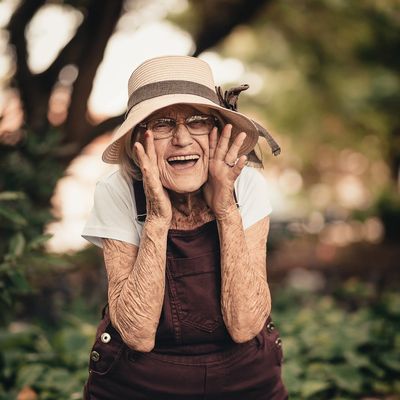 an octogenarian lady shouting