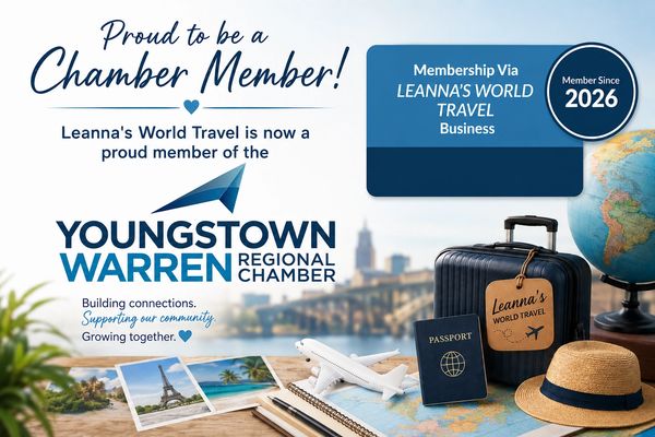 Leanna's World Travel joins Youngstown Warren Regional Chamber as a proud member.