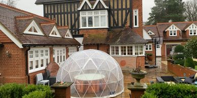 Igloo dome with a hot tub to hire 