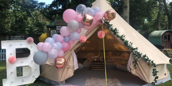 Bell tent hire, balloons, sleepover 