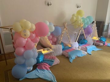 Teepee sleepover Tipi sleepover Mini tents indoors sleepover party mermaid theme