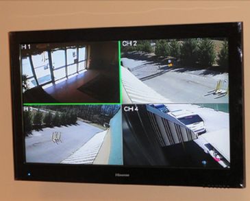 Security monitor showing site surveillance.