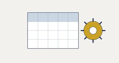 Empty table with a gear icon.
