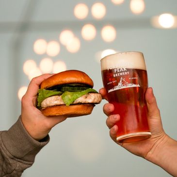 Fish burger and beer