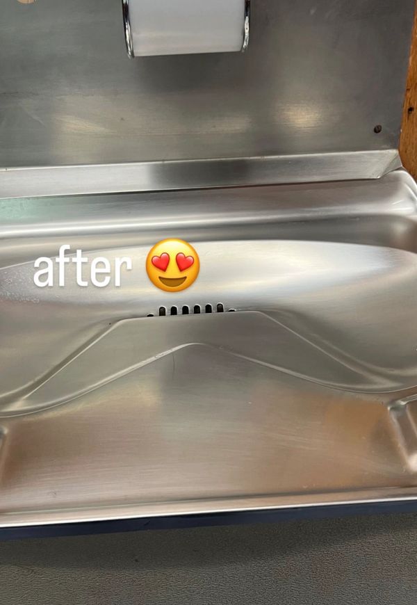 Cleaned and shiny stainless steel water fountain.