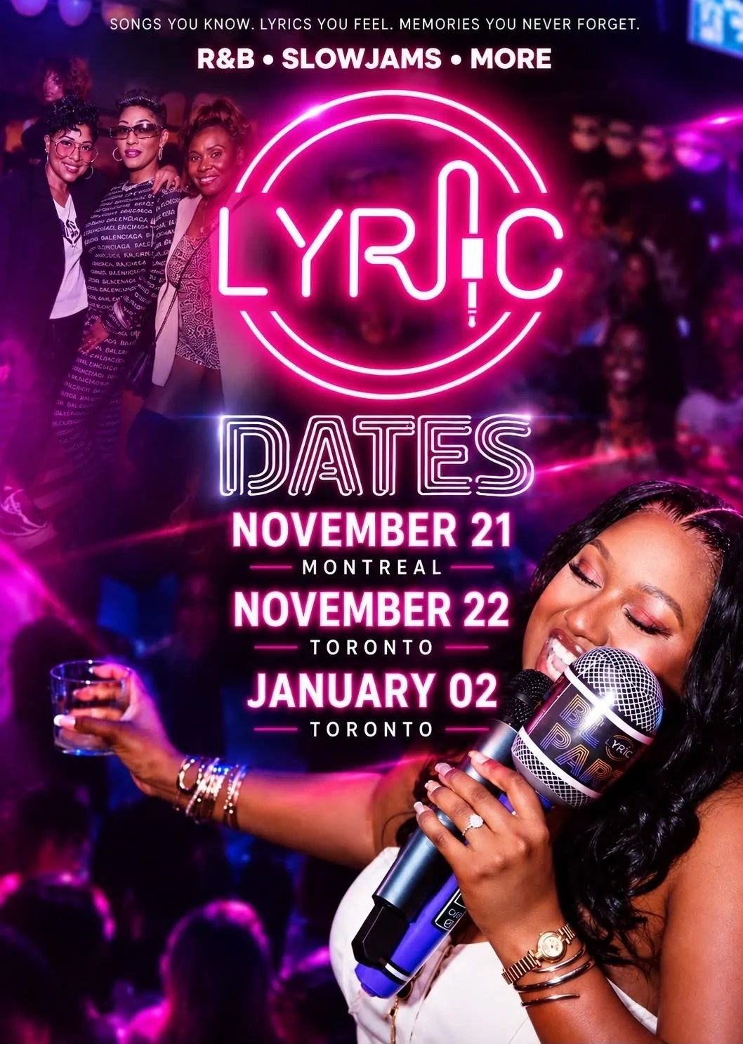 R&amp;B slow jams event with dates in Montreal and Toronto.