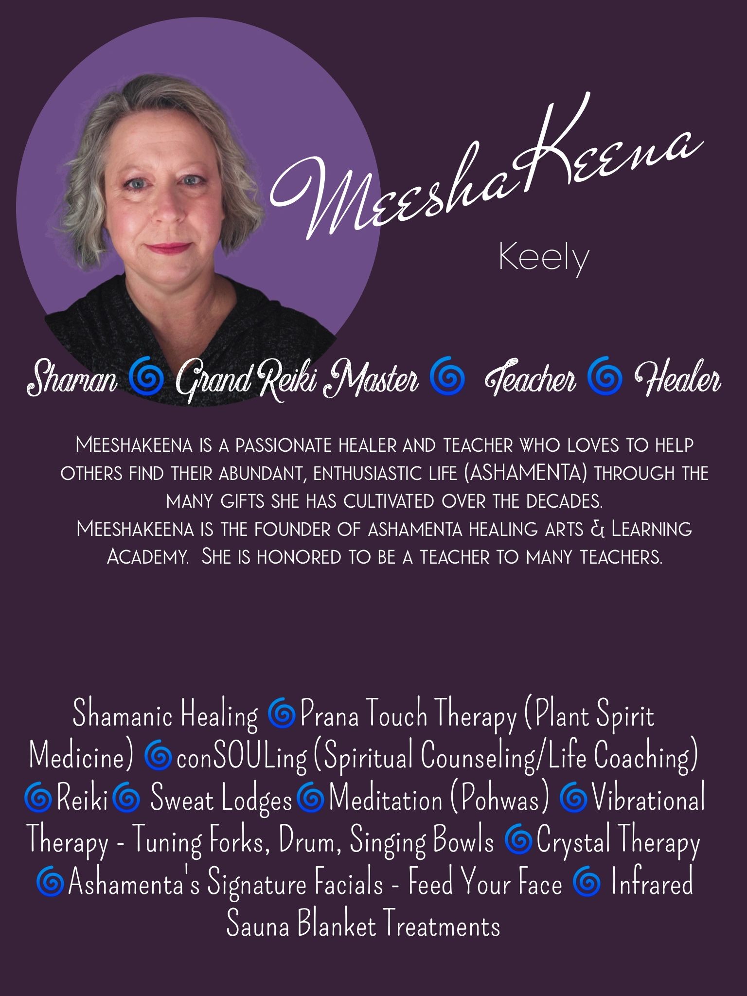 Shaman and Grand Reiki Master MeeshaKeena offers healings, classes and retreats.  Become a healer