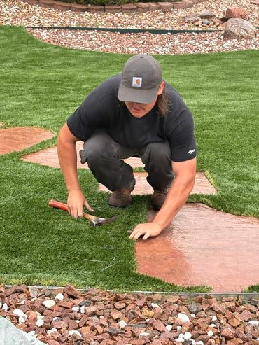 Artificial turf installation. 