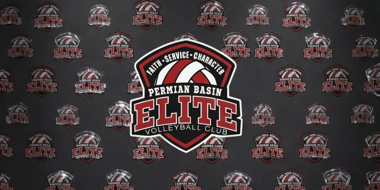 Logo of Permian Basin Elite Volleyball Club emphasizing faith, service, and character.