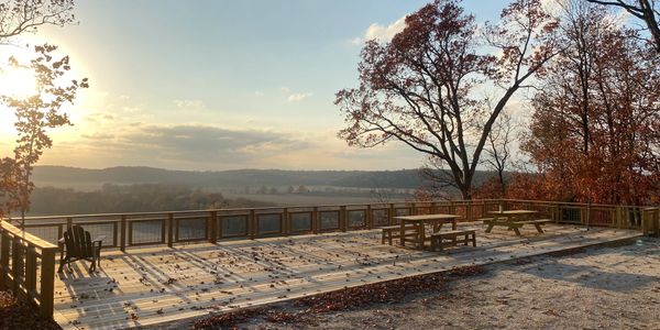 Large deck overlooking sunset