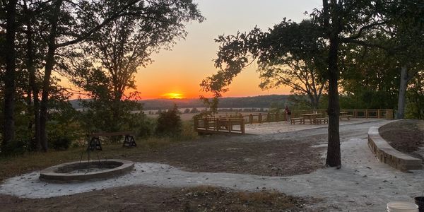 Sunset at an outdoor event venue