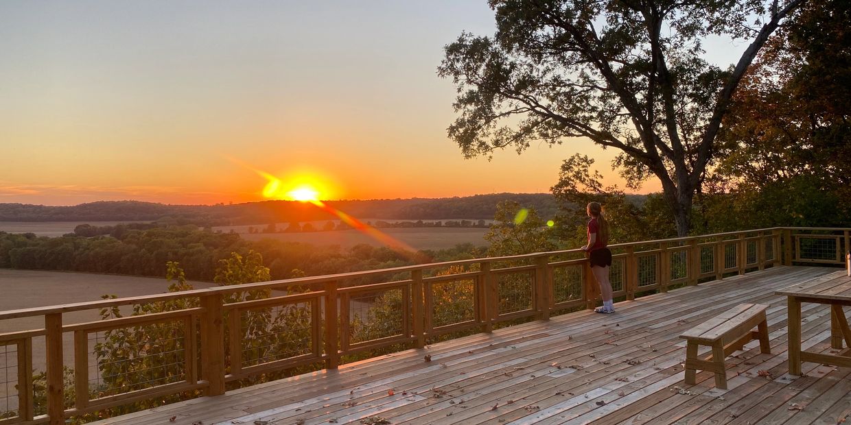 Sunset on large deck