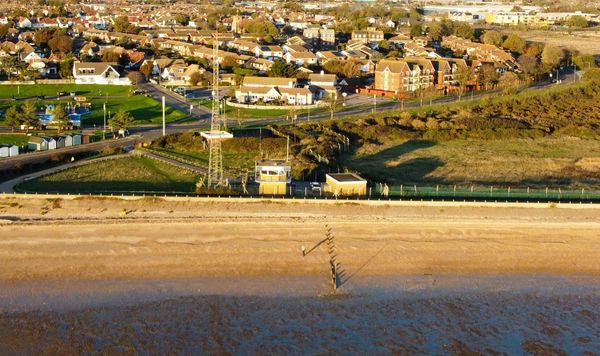 Beach, Shoeburyness, aerial photo, Essex, sunshine, video, travel to you