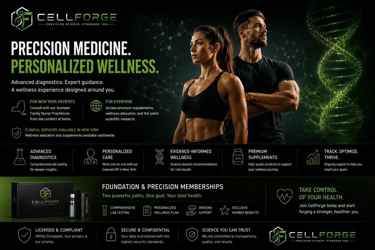 CellForge offers precision medicine and personalized wellness services.