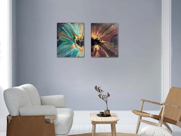 Artwork  set in a modern lounge.