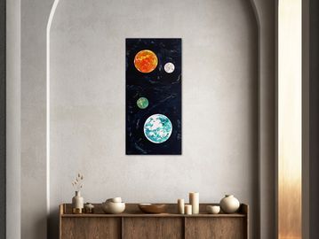 Galaxy inspired artwork set in a modern home.