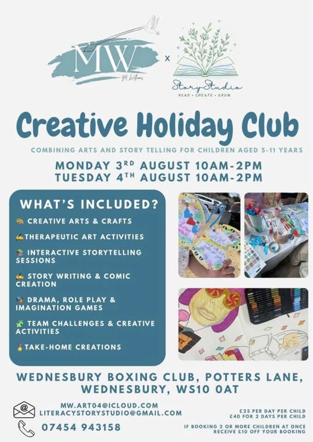 Creative Holiday Club for kids aged 5-11 with arts and storytelling.