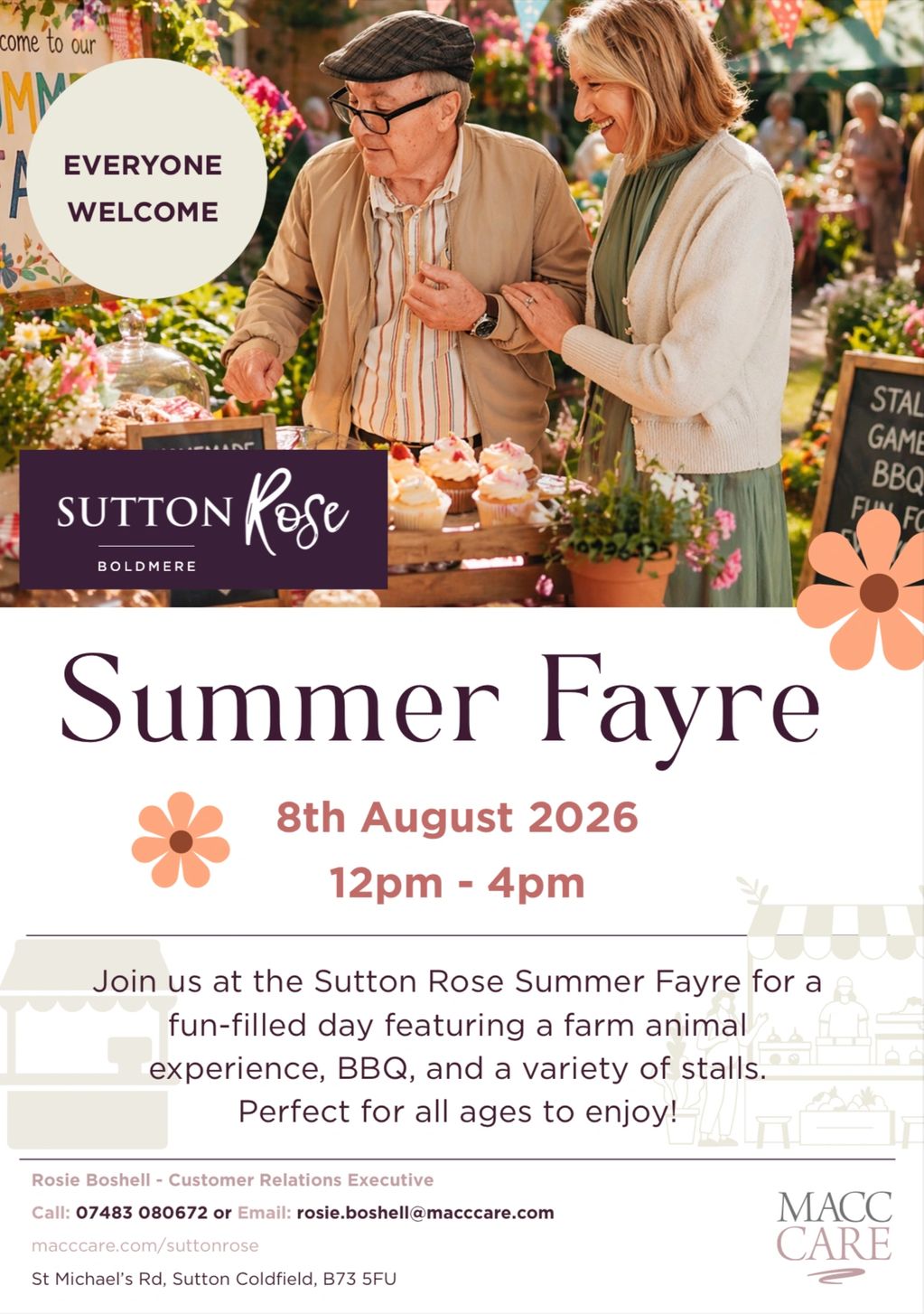 Summer Fayre at Sutton Rose on 8th August 2026.
