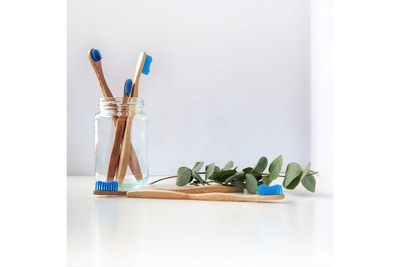 Tooth brushes set in a calming setting