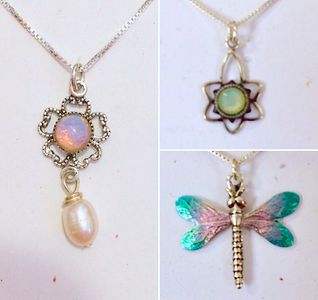 Antique reproductions from 1870-1980.We use opals ,freshwater pearls and low fired enamels .