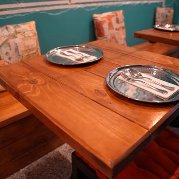 Handcrafted wooden table, sanded , stained, polished
