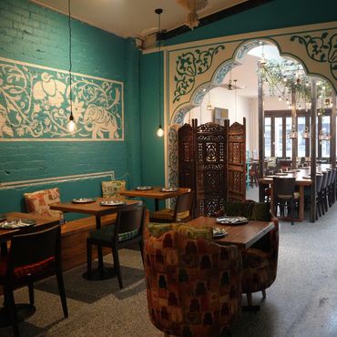 Renovated restaurant, hamdmade tables and benches