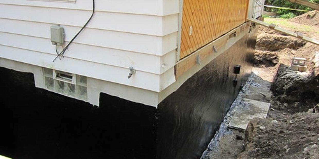Exterior foundation waterproofing. 