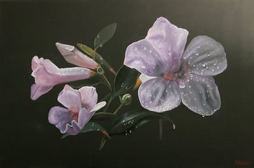 Oleander Flowers Oil on canvas 24”x36” 