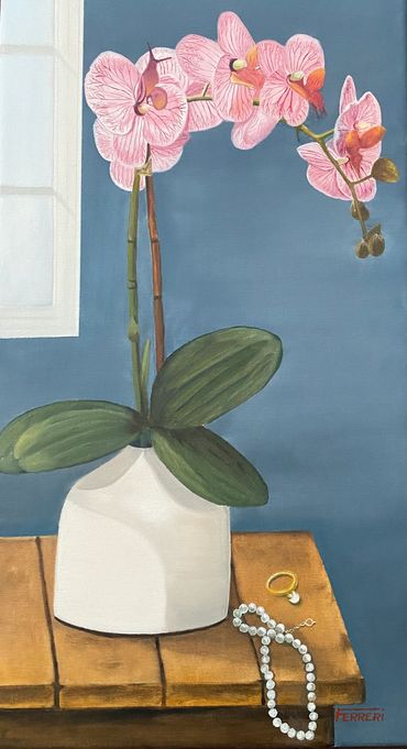 ORCHIDS FLOWERS 
Oil on canvas 12x24 inches
$450