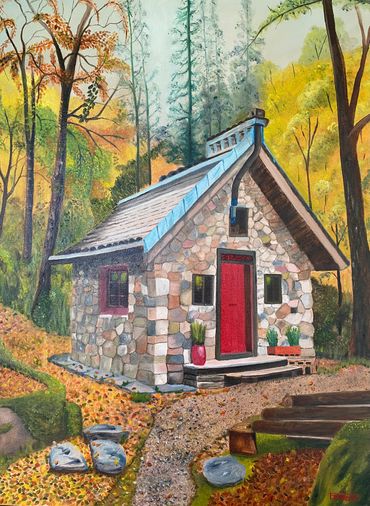 RED DOOR COTTAGE IN THE WOODS 
