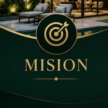 Elegant mission statement graphic with a target icon and luxurious background.