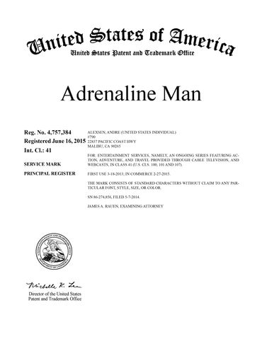 THE ADRENALINE MAN TRADEMARK BELONGS TO ANDRE ALEXSEN 